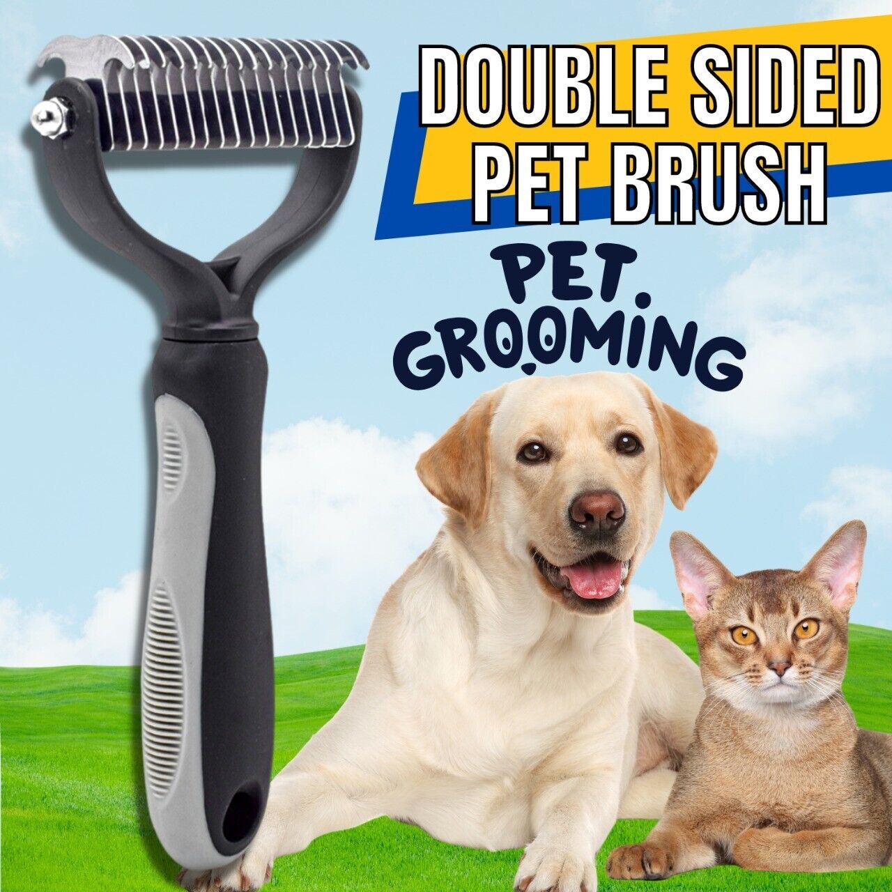 Dual-Action Pet Grooming Brush